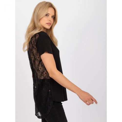 Black blouse with lace and longer back