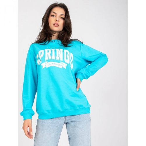 Blue and white oversize sweatshirt without a hood with pockets