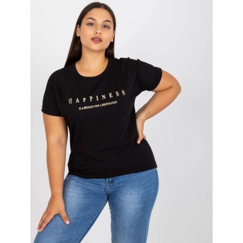 Black plus size t-shirt with gold print