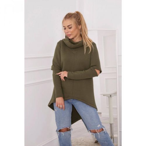 Insulated sweatshirt with a longer back khaki