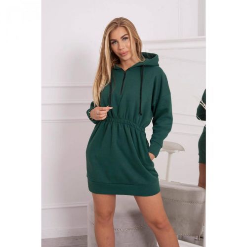 Insulated dress with a hood dark green