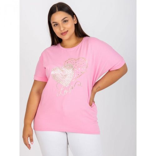 Pink, loose-fitting plus size cotton t-shirt