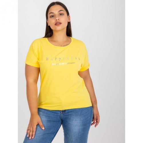 Yellow asymmetric plus size cotton t-shirt