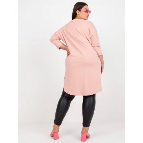 Plus size light pink cotton tunic with pockets