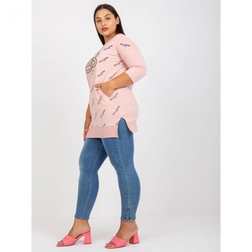 Dusty pink long plus size blouse with pockets