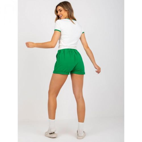 Ecru-green basic summer set with shorts