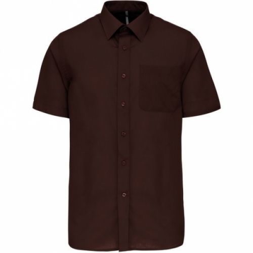 Pánská košile s krátkým rukávem Kariban ACE - hnědá, 4XL