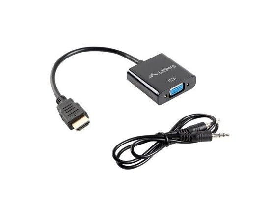 LANBERG HDMI(M)->VGA(F)+MINIJACK 3.5MM(F) ADAPTER CABLE 20CM