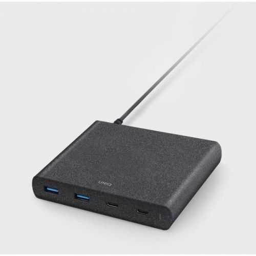 UNIQ Surge 90W, 4x USB nabíjecí stanice, USB-C PD/QC 3.0 černá