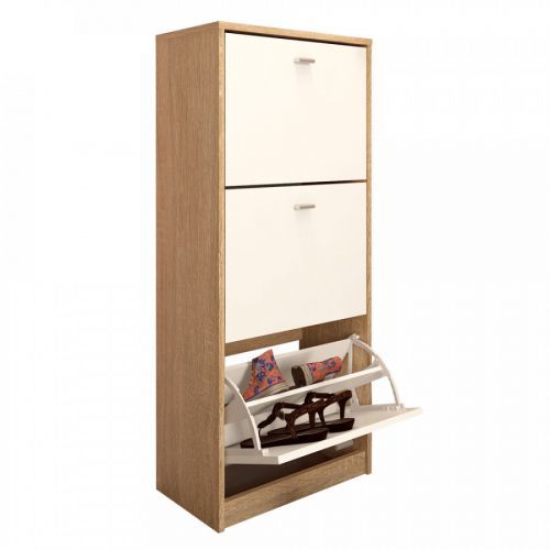 Tempo Kondela Trojřadý botník VIVAT NEW TYP 2 – dub sonoma/bílá