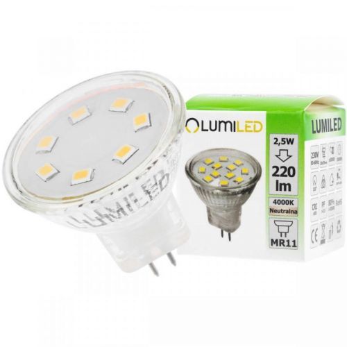LED žárovka LED GU5,3 MR11 2,5W = 25W 220lm 4000K 230v Neutrální bílá 120° LUMILED