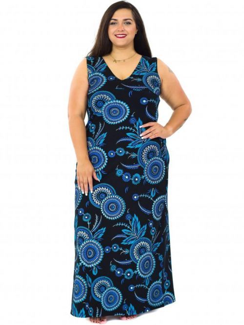 Himalife Dlouhé šaty Kayla - černá s modrou Velikost: S