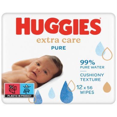 Huggies Vlhčené ubrousky Pure Extra Care 12 x 56 kusů