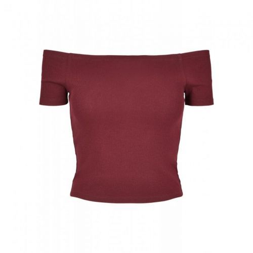 Tílko dámské Urban Classics Off Shoulder Rib - tmavě červené, M