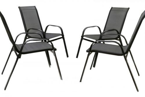 Malatec Zahradní židle stohovatelné černé 4 ks