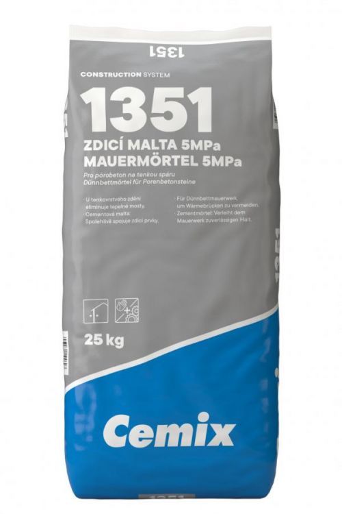 Malta zdicí na pórobeton 5 MPa Cemix 1351 25 kg
