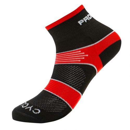 Cyklistické ponožky Progress Cycling - černé-červené, 9-12