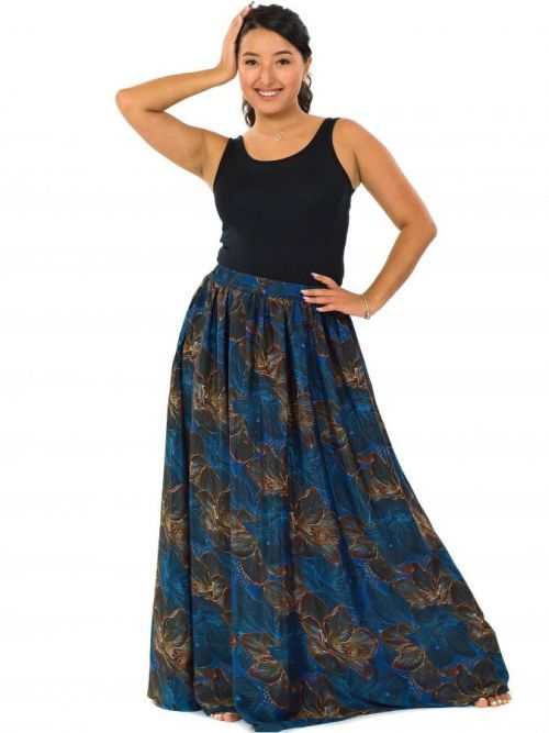 Himalife Maxi sukně s kapsami Jolie - tmavě modrá se zlatou Velikost: S/M
