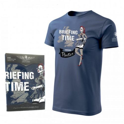 Triko Antonio s nose art BRIEFING TIME - modré, XXL