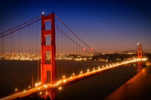 Melanie Viola Umělecká fotografie Evening Cityscape of Golden Gate Bridge, Melanie Viola, (40 x 26.7 cm)