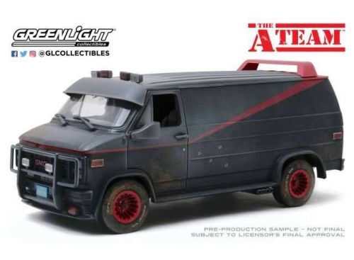 Greenlight Collectibles | A-Team - Diecast Model 1/18 1983 GMC Vandura (Weathered) Version with Bullet Holes