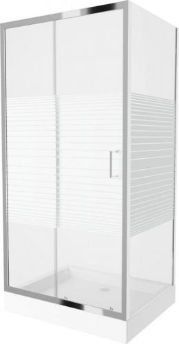 MEXEN/S Apia Sprchový kout 100x80 cm, pruhy, chrom + vanička Rio 840-100-080-01-20-4510