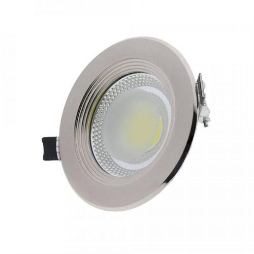 Optonica LED COB Downlight kruhové Inox 15W Teplá bílá 3169