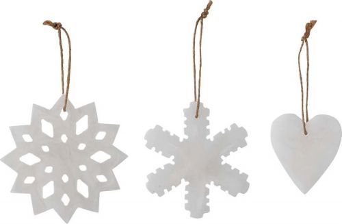 Sada 3 bílých závěsných vánočních ozdob Bloomingville Otta