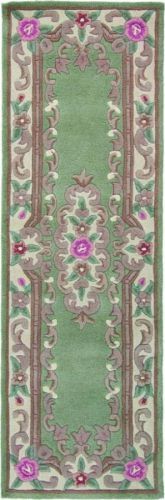 Zelený vlněný běhoun Flair Rugs Aubusson, 67 x 210 cm