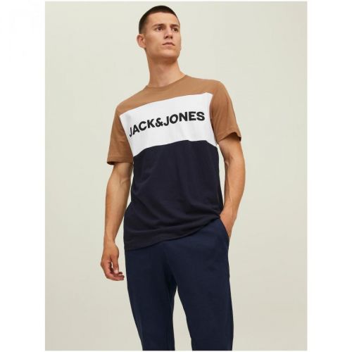 Hnědo-modré tričko Jack & Jones - Pánské