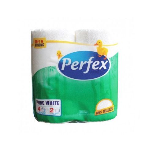 Toaletní papír Perfex plus 2vrs. bílý 100% celuloza 4rolí / prodej pouze po balení