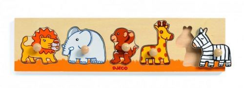 Dřevěné vkládací puzzle - Zvířata ze savany
