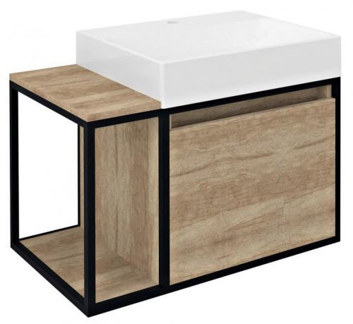 SAPHO SKARA umyvadlová skřňka 80x49,5x46,5cm, černá mat/dub Alabama CG003-2222