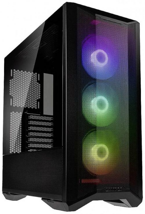 Lian Li LANCOOL II Mesh C RGB midi tower PC skříň, herní pouzdro černá 3 předinstalované LED ventilátory, prachový filtr, boční okno