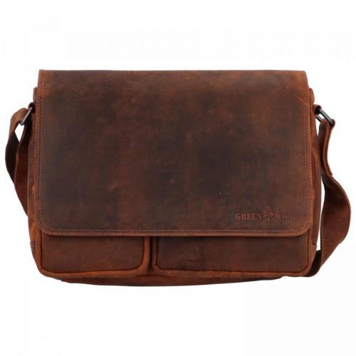 Pánská velká kožená pracovní taška Thomas Green Wood hnědá