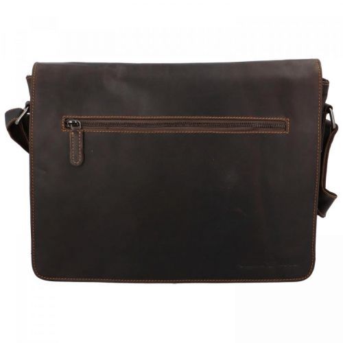 Stylová pánská kožená pracovní taška Nolwen Green Wood  tmavé hnědá