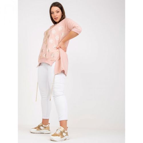 Dusty pink loose-fitting plus size cotton blouse