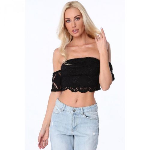 Black straight neckline top