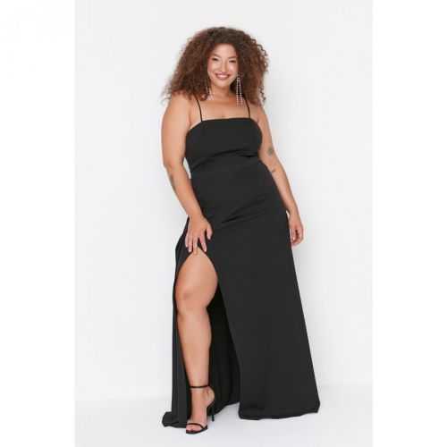 Trendyol Curve Black Strap Woven Evening Dress