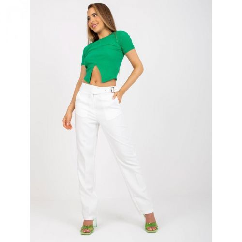 White high-waisted suit trousers