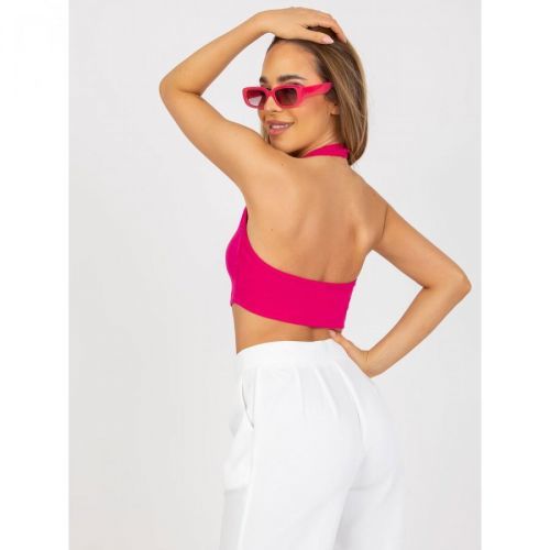 Fuchsia ribbed basic crop top RUE PARIS