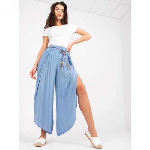 Blue wide trousers in high-waisted fabric by OCH BELLA