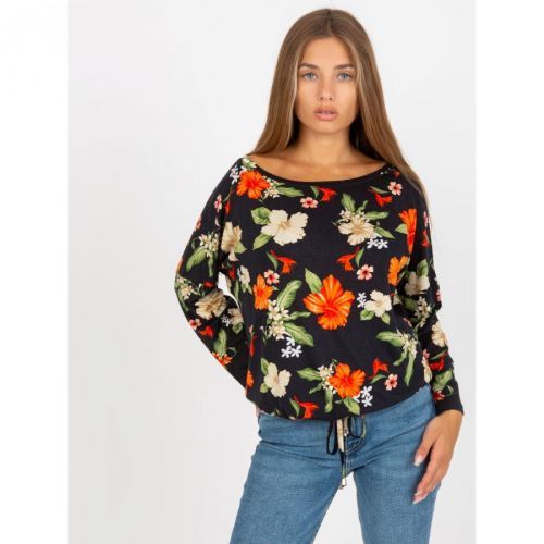 Black RUE PARIS long sleeve blouse with flowers