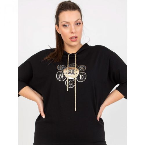 Black everyday plus size blouse with 3/4 sleeves