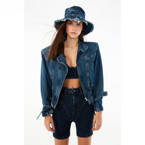 Trendyol X Zeynep Tosun Blue Waistcoat Denim Jacket