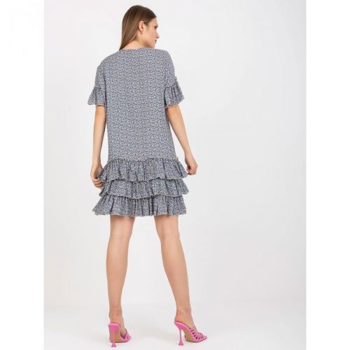 Blue mini dress with frills and ZULUNA prints