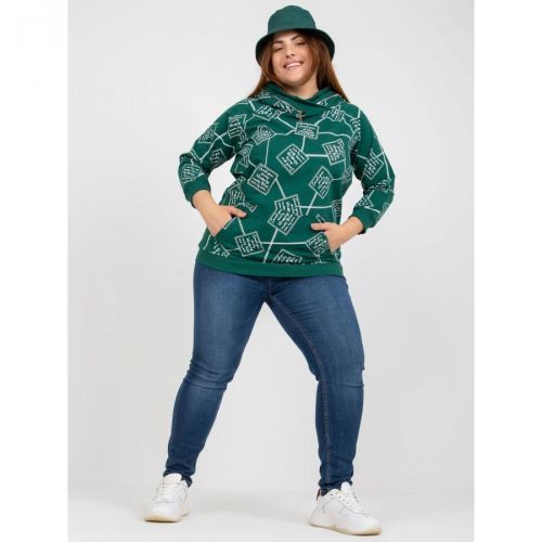 Plus size green sweatshirt with a hood