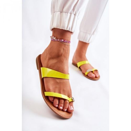 Women's Lacquered Flip-flops Yellow Jimena