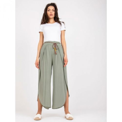 Khaki sheer trousers in fabric with a wide leg OCH BELLA
