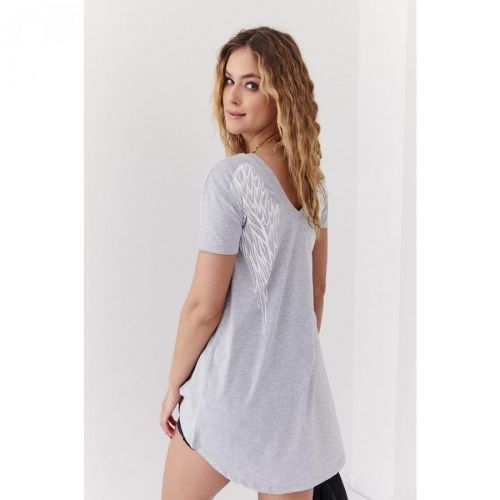 Stylish light gray tunic with wings at the back in white